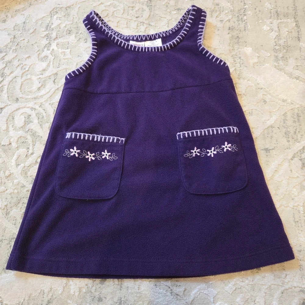 Vintage Y2k Arizona Jean Co. Purple and Cream Floral Overall Dress 2 Piece Set